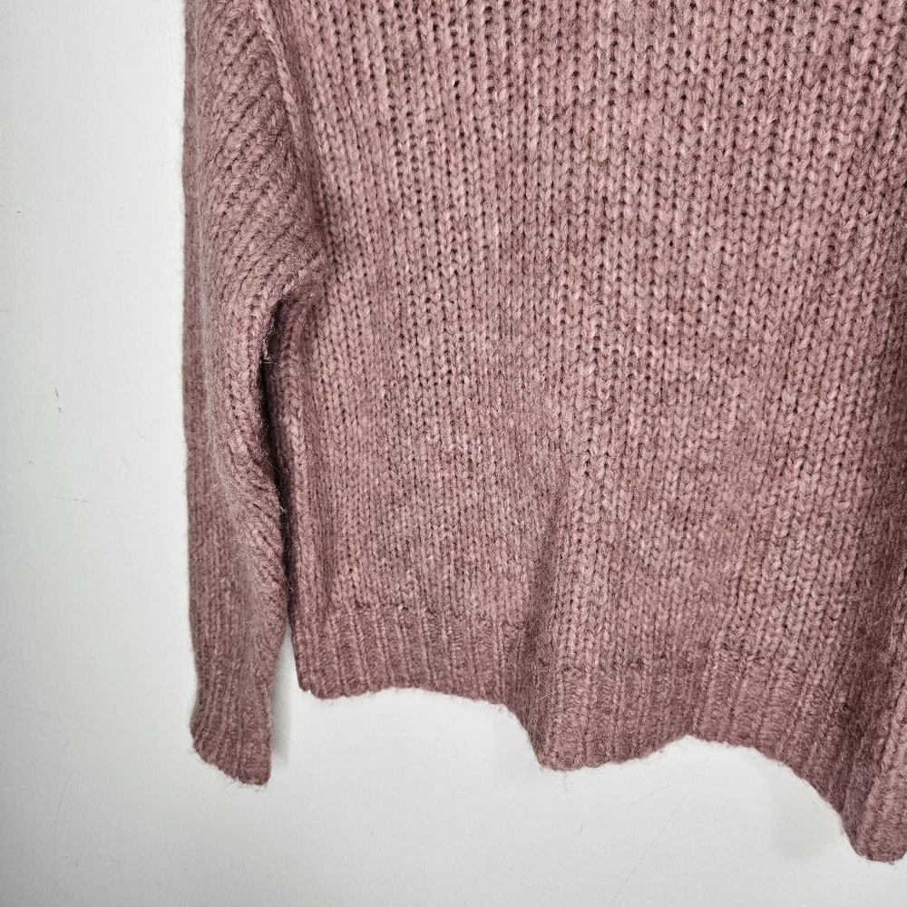 Aritzia Wilfred Alpaca Turtleneck Sweater Sz XS Dusty Pink Chunky knit Oversize - Picture 4 of 9